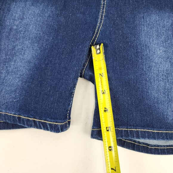 SHEIN Curve Womens 0XL 29x5.5" Jean Shorts Black Elastic Waist Pull-On High Rise - Picture 6 of 10